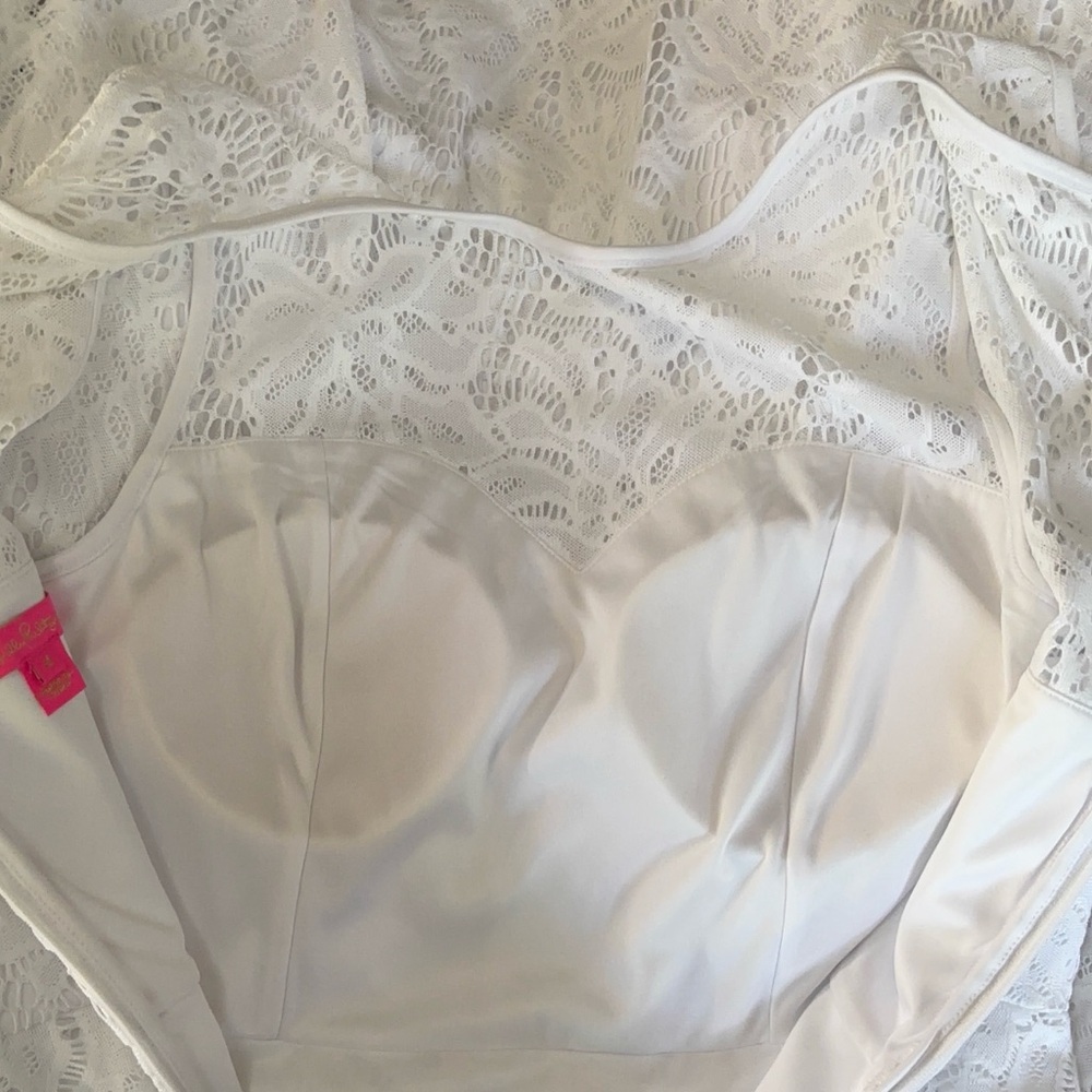 Lilly Pulitzer NWOT white lace peplum dress 4 - Picture 10 of 12